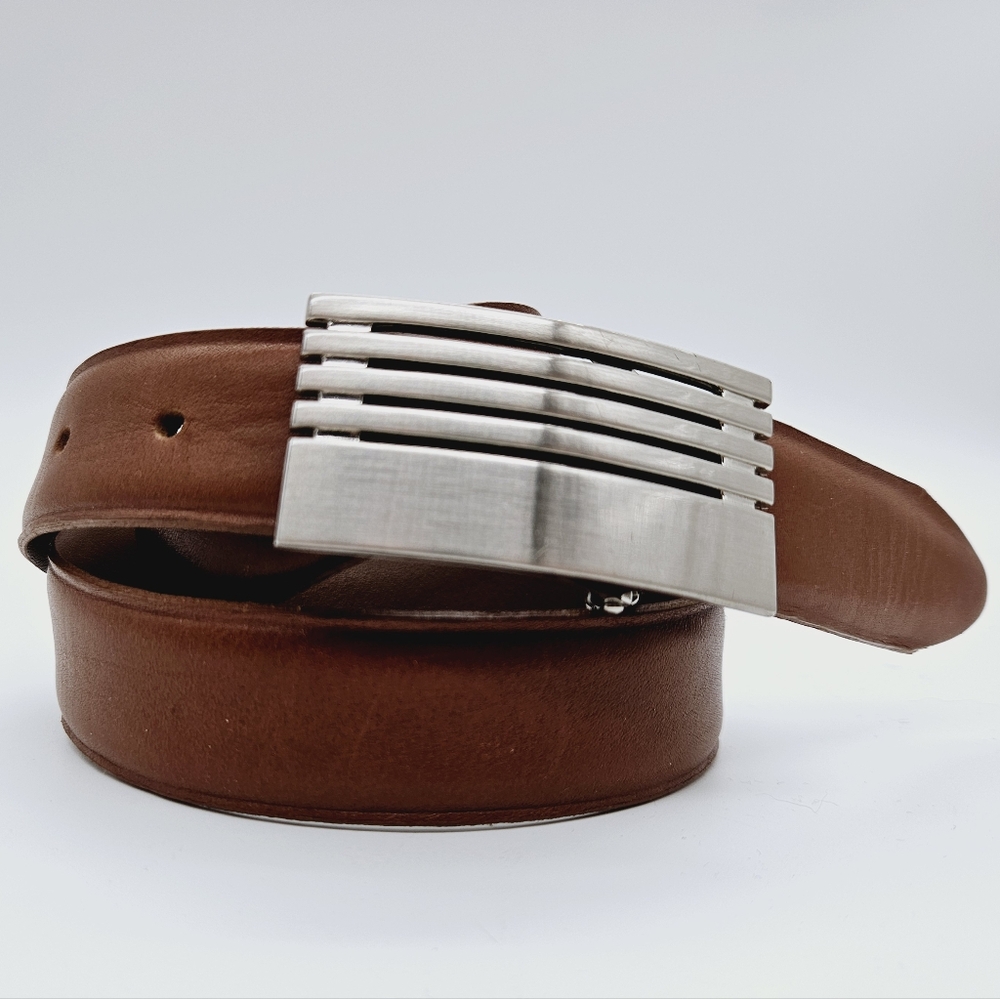 BENCH CRAFT | genuine leather silver buckle belt 32